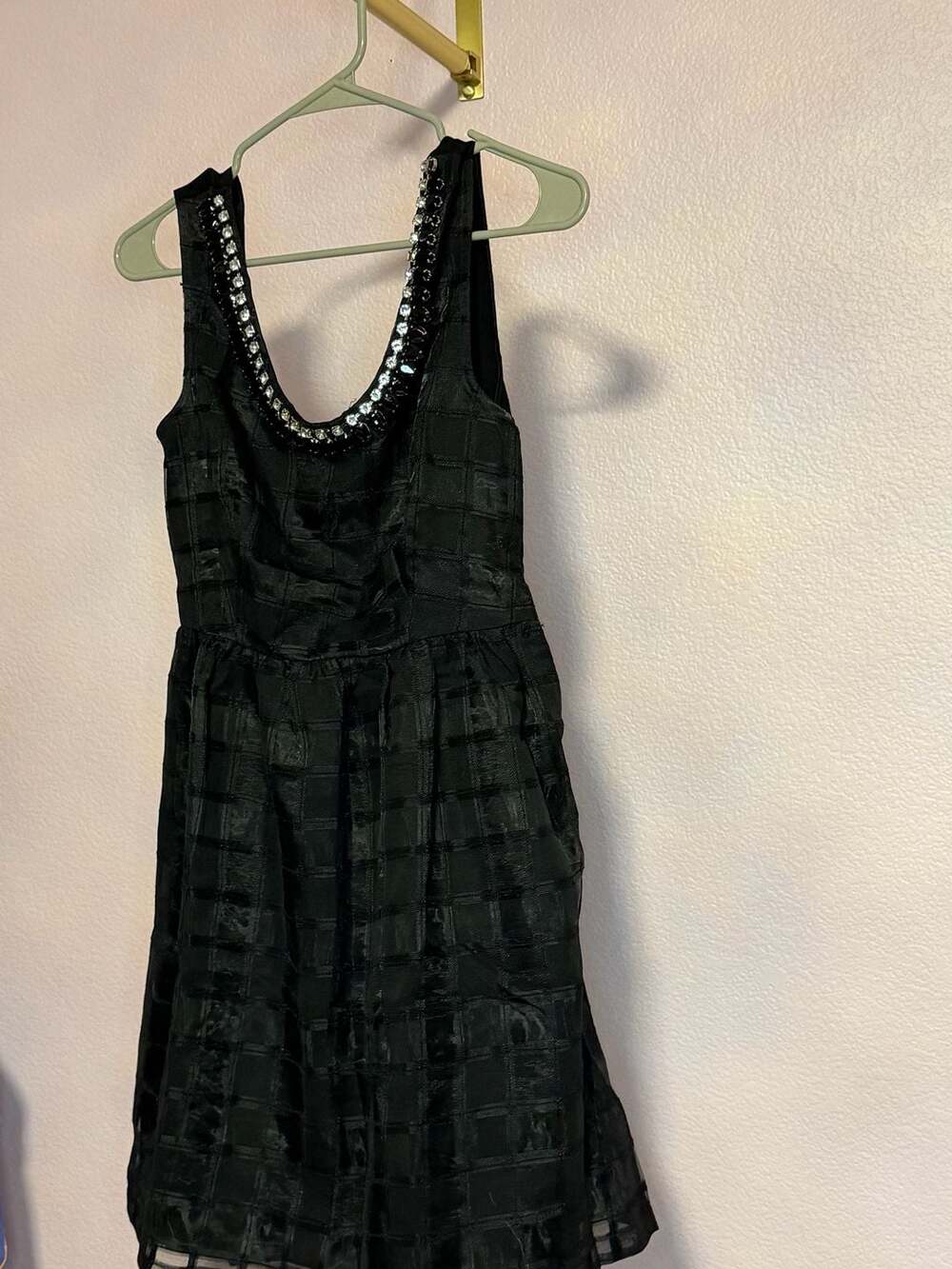Lucy Paris Dress Size M Black Rhinestone Organza Cocktail Party Dress